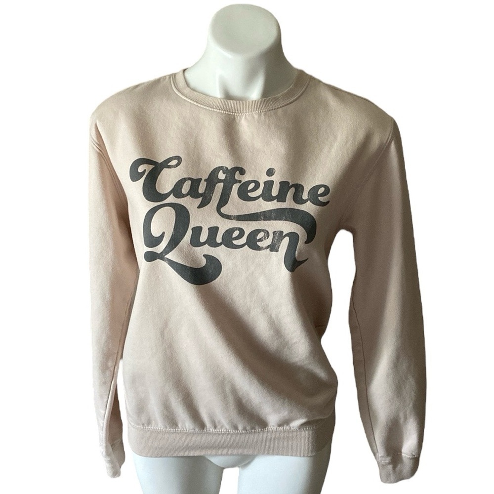 Cold Crush Light Pink Caffeine Queen Distressed Cotton Blend Sweatshirt - Picture 1 of 6